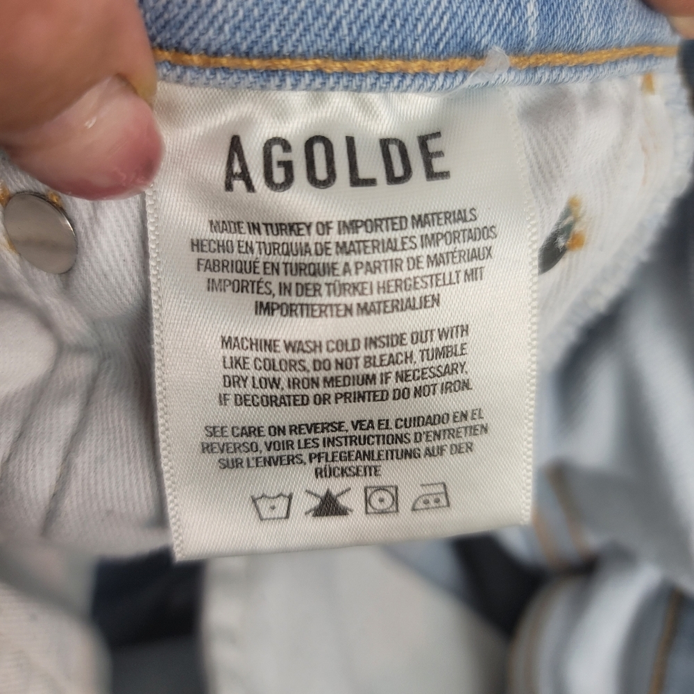 AGOLDE NICO HIGH RISE DISTRESSED JEANS LIGHT WASH WOMEN'S JEANS 25 - Picture 11 of 16